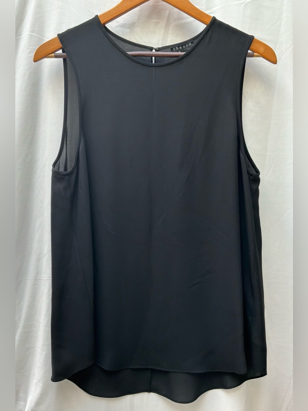 Theory Black Sleeveless Silk Shell Top, Size M